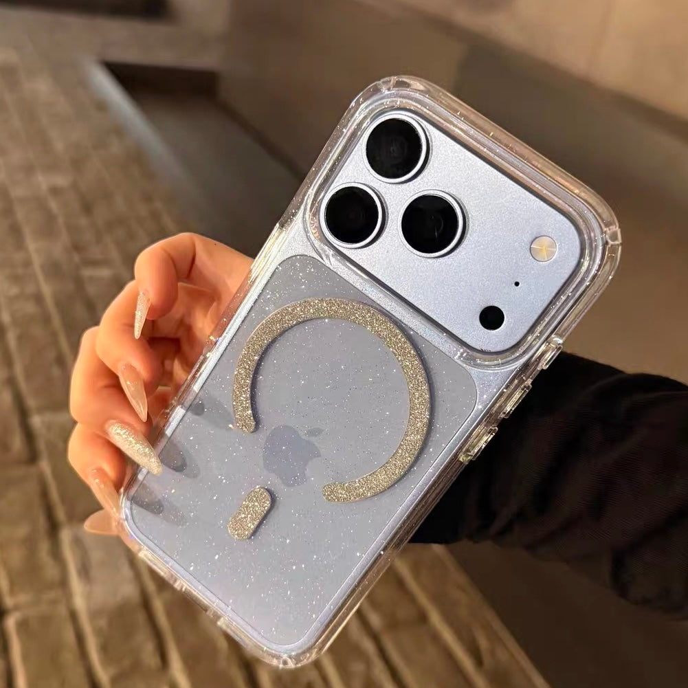 Glitter Magnetic Clear Case for iPhone - Shockproof Protective Cover