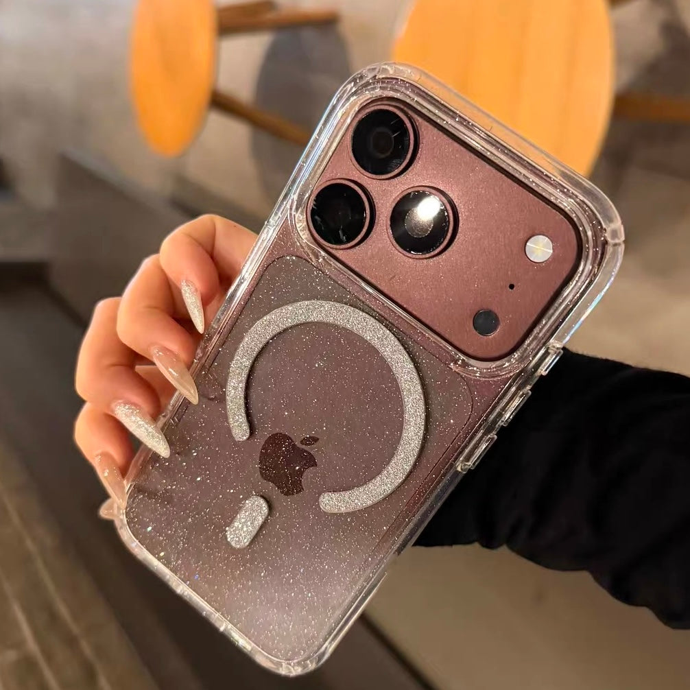 Glitter Magnetic Clear Case for iPhone - Shockproof Protective Cover