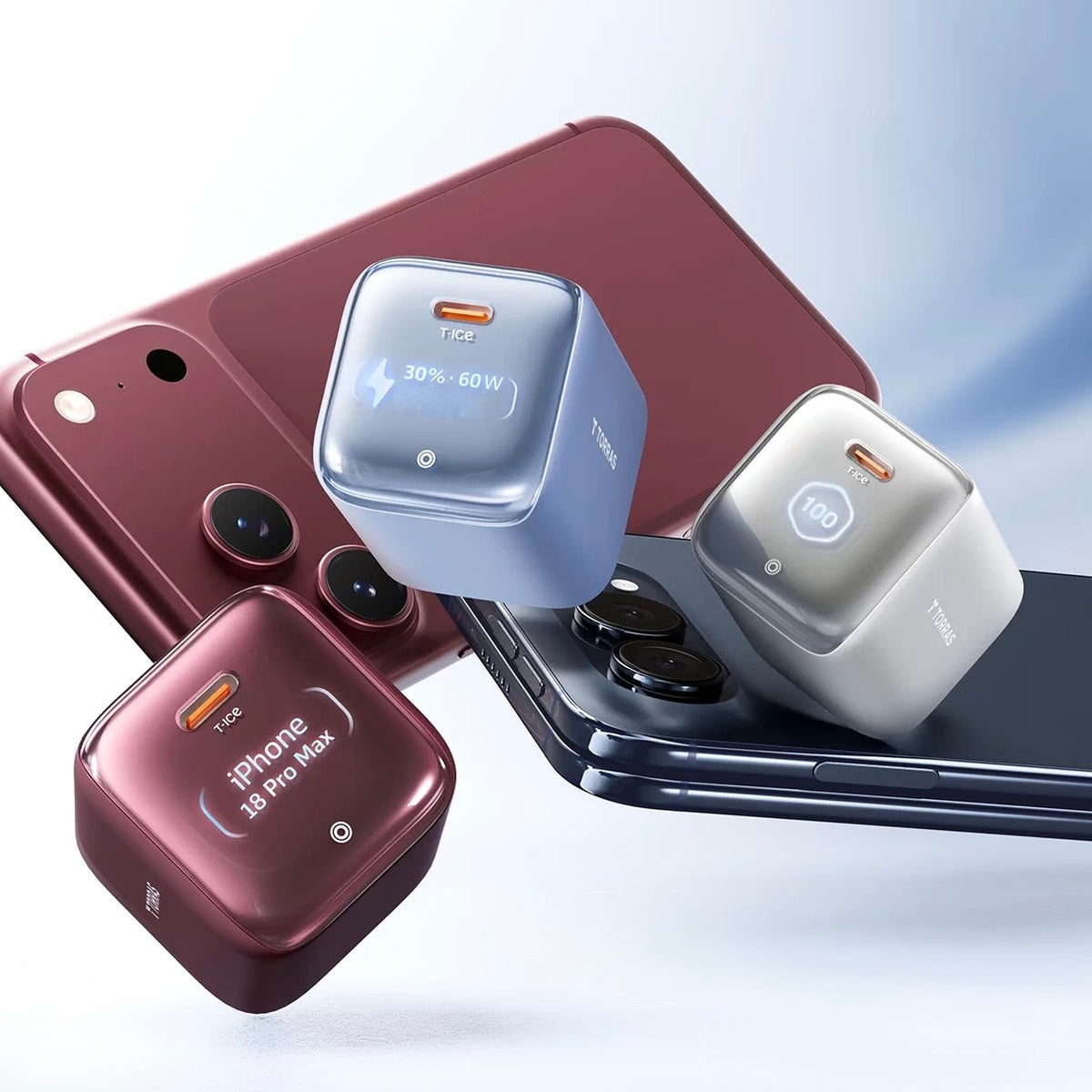 60W Fast Charger with Smart LED Display for iPhone & Type-C Devices