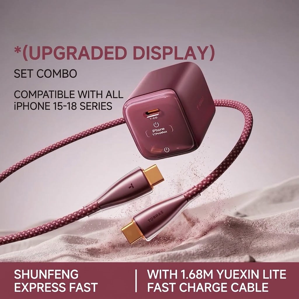 60W Fast Charger with Smart LED Display for iPhone & Type-C Devices