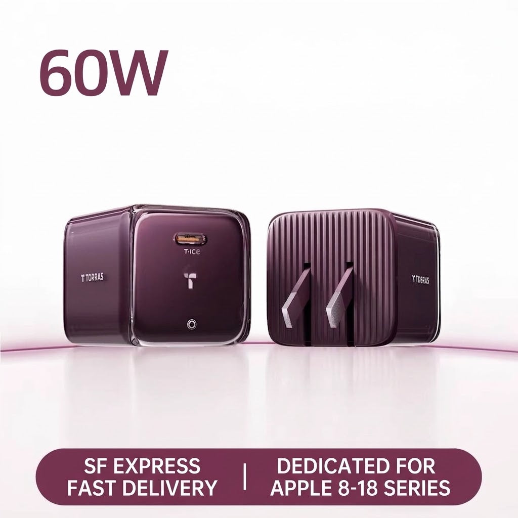 60W Fast Charger with Smart LED Display for iPhone & Type-C Devices