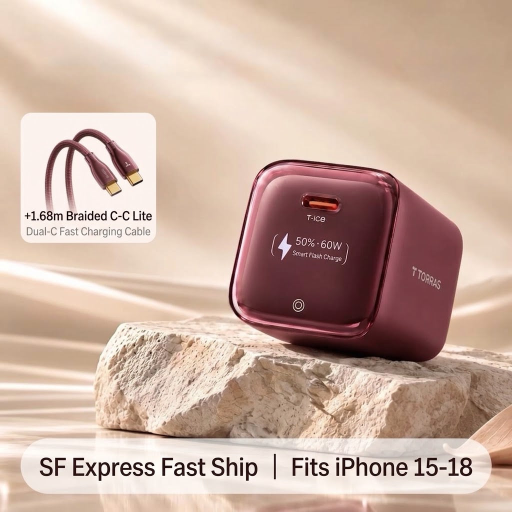 60W Fast Charger with Smart LED Display for iPhone & Type-C Devices