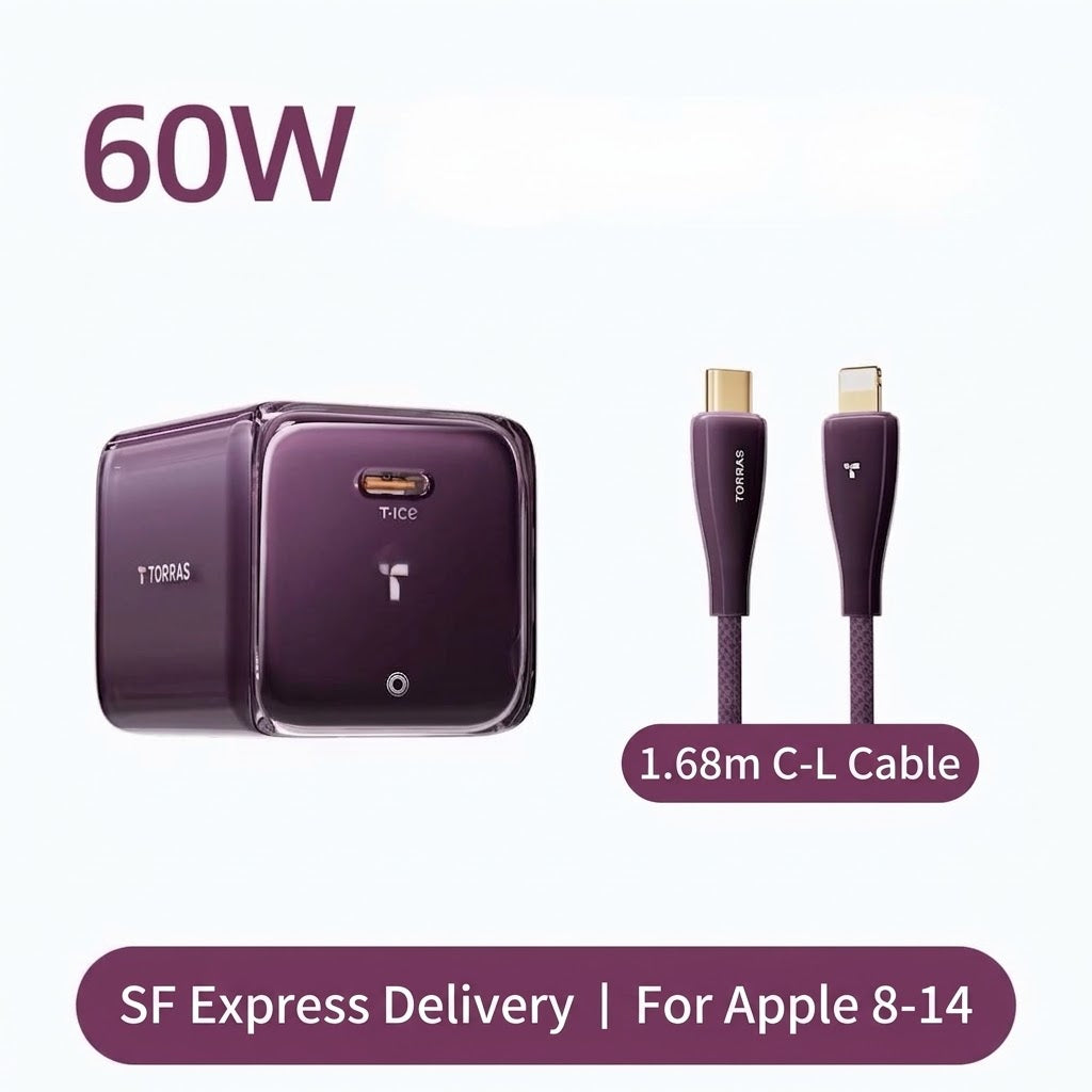 60W Fast Charger with Smart LED Display for iPhone & Type-C Devices